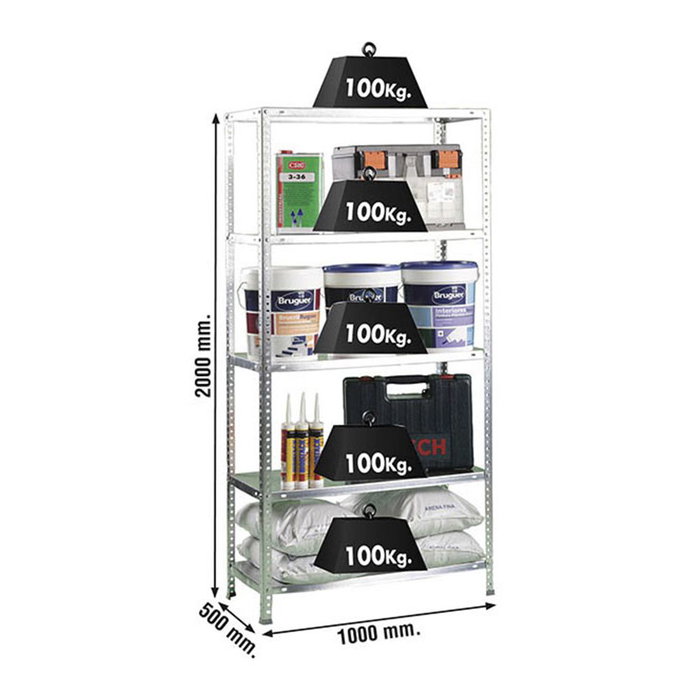 Simon Rack Estantería Comfort Plus 5/500 Metálica con Tornillos 5 Estantes 100kg por Estante 2000x1000x500mm Simon Rack Estantería Comfort Plus 5/500 Metálica con Tornillos 5 Estantes 100kg por Estante 2000x1000x500mm