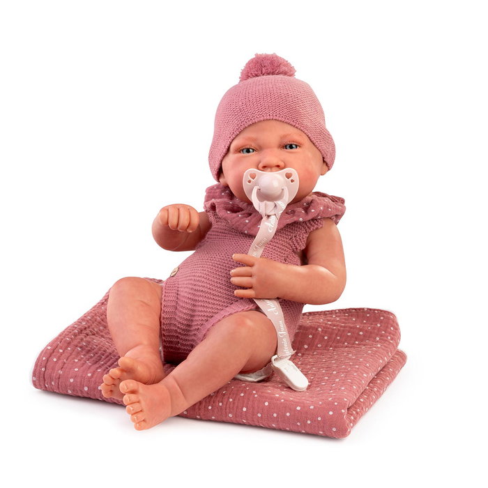 Muñecas Antonio Juan 80220 Muñeca Dulce Reborn Lui Mantita Niña, Bebé Realista Cuerpo Vinilo Sexuado, Mide 42 cm