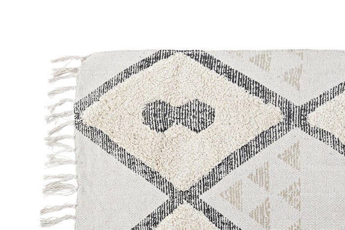 DKD Home Decor Alfombra de Algodón con Rombos Beige 200x290 cm