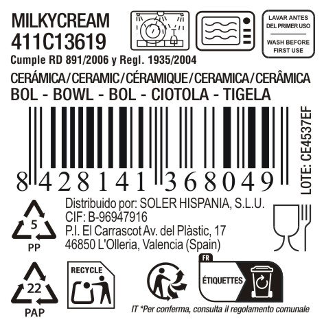 La Mediterranea Bol Rectangular Milkycream 17.5x12.4cm (Pack de 36) SKU B1EPTLBKYL