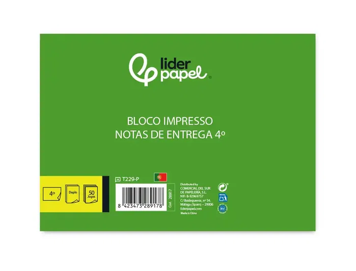 Liderpapel Talonario de Entregas Cuarto Apaisado 229 Duplicado con Texto en Portugués - 42x210x145 mm