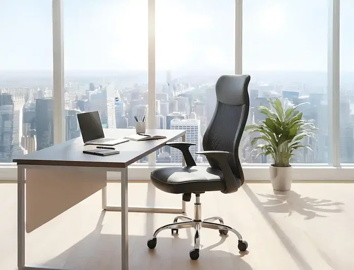 Q-connect Silla Direccion Bergamo Malla/Similpiel Negro, Altura Max 1210mm, Anchura 520mm, Profundidad 480mm, Ruedas Premium