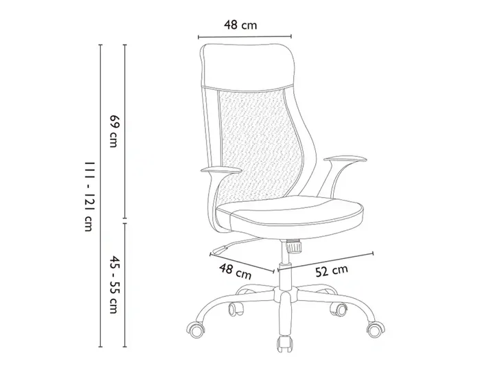 Q-connect Silla Direccion Bergamo Malla/Similpiel Negro, Altura Max 1210mm, Anchura 520mm, Profundidad 480mm, Ruedas Premium