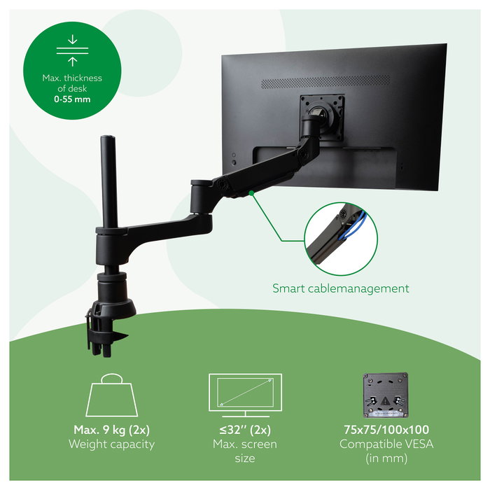 R-Go Tools R-Go Caparo 4 D2 Brazo de Monitor Dual con Resorte de Gas
