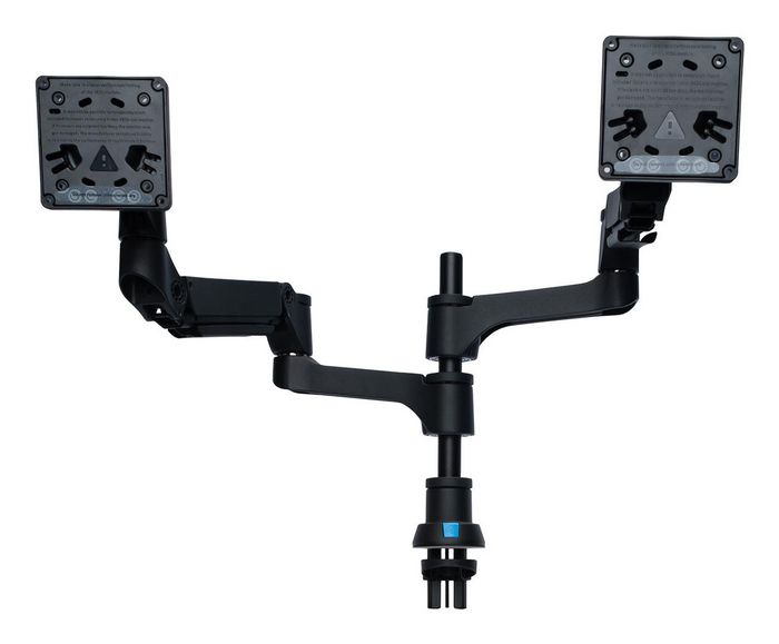 R-Go Tools R-Go Caparo 4 D2, Circular Dual Monitor Arm, Desk Mount, Gas Spring, 3-9kg, Black-Silver, Low Carbon Footprint