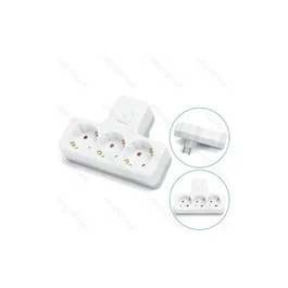 Aigostar Enchufe de Conversión Alemán 1 a 3 con Interruptor Blanco/Gris