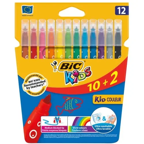 BIC Kid Couleur Estuche de 12 Rotuladores Colores Surtidos BIC Kid Couleur Estuche de 12 Rotuladores Colores Surtidos