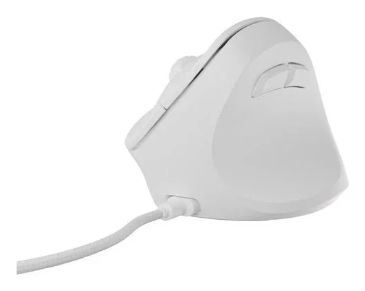 NATEC Crake 2 Pro Ratón Ergonómico Vertical para Mano Derecha, Óptico 12800 DPI 7000 PPS, Cable USB, 6 Botones Programables, Blanco