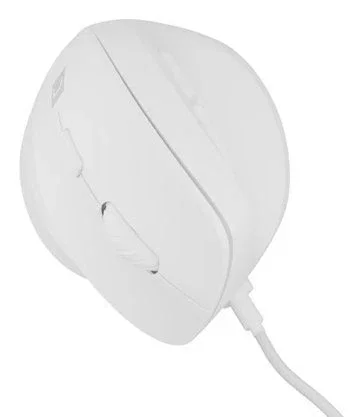 NATEC Crake 2 Pro Ratón Ergonómico Vertical para Mano Derecha, Óptico 12800 DPI 7000 PPS, Cable USB, 6 Botones Programables, Blanco