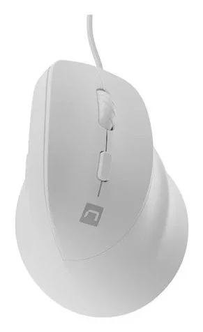 NATEC Crake 2 Pro Ratón Ergonómico Vertical para Mano Derecha, Óptico 12800 DPI 7000 PPS, Cable USB, 6 Botones Programables, Blanco