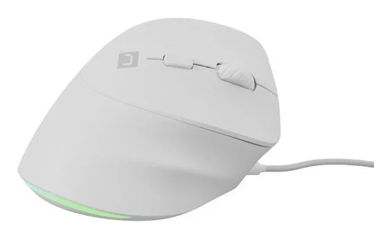 NATEC Crake 2 Pro Ratón Ergonómico Vertical para Mano Derecha, Óptico 12800 DPI 7000 PPS, Cable USB, 6 Botones Programables, Blanco