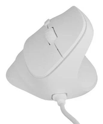 NATEC Crake 2 Pro Ratón Ergonómico Vertical para Mano Derecha, Óptico 12800 DPI 7000 PPS, Cable USB, 6 Botones Programables, Blanco