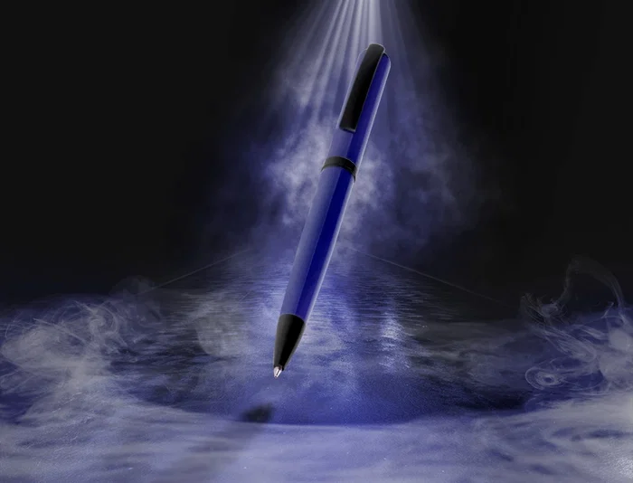 Belius Turbo Bolígrafo de Aluminio Color Azul y Negro Tinta Azul Punta 0.8 mm Diseño Deportivo Caja Magnética