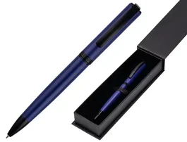 Belius Turbo Bolígrafo de Aluminio Color Azul y Negro Tinta Azul Punta 0.8 mm Diseño Deportivo Caja Magnética