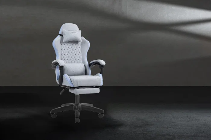 Mars gaming MGCXFSBL Silla Gamer Textil Azul Plata con Reposapiés