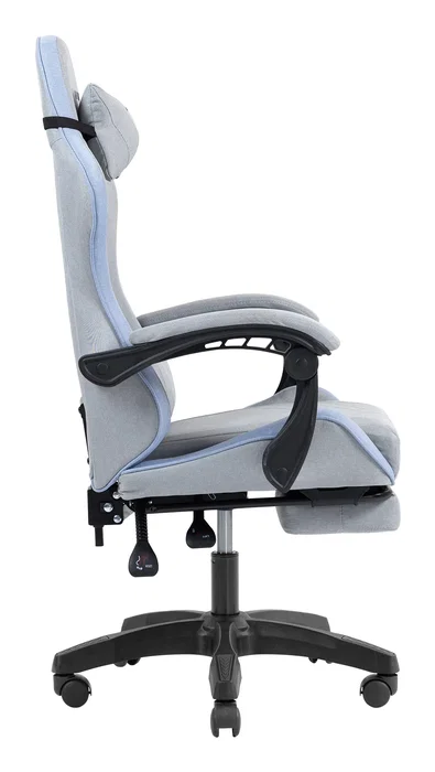 Mars gaming MGCXFSBL Silla Gamer Textil Azul Plata con Reposapiés