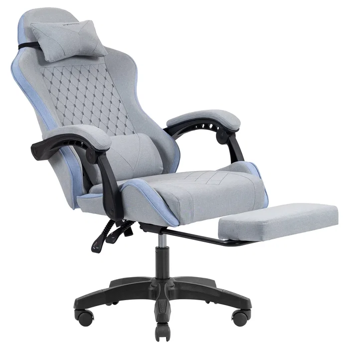 Mars gaming MGCXFSBL Silla Gamer Textil Azul Plata con Reposapiés