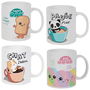 The Concept Factory Mug Cerámica Kawaii 300 Ml Modelos Surtidos Happy Day, Pause, Chat, Bonjour