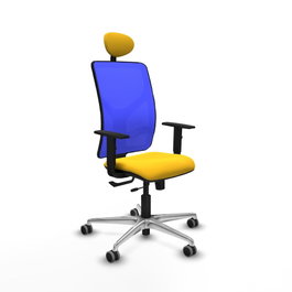 PIQUERAS Y CRESPO Silla de oficina Motilla Sincro/Traslack Amarillo y Azul