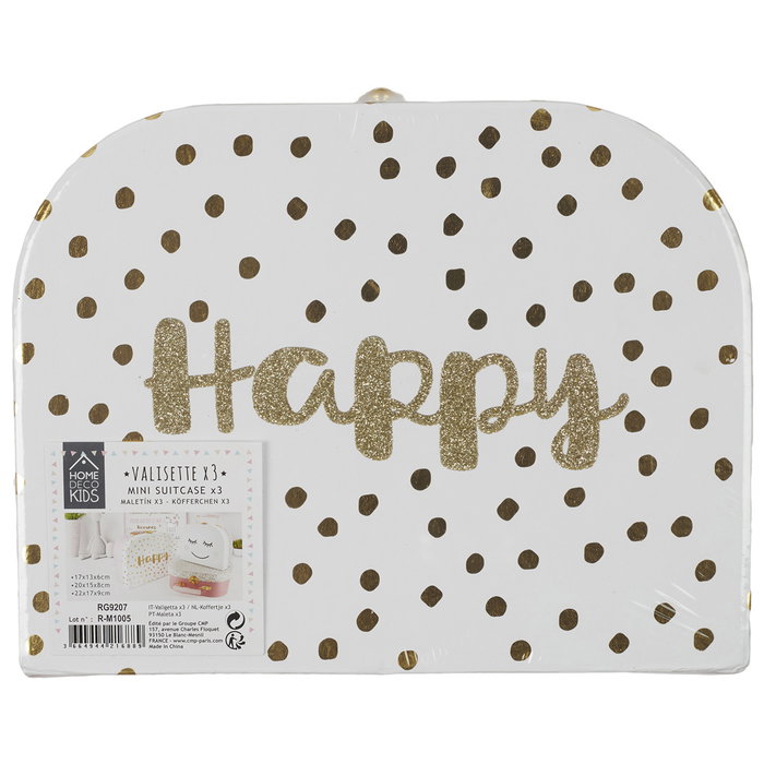 Home Deco Kids Juego de 3 Maletas de Cartón para Niños con Estampados y Asa de Transporte Home Deco Kids Juego de 3 Maletas de Cartón para Niños con Estampados y Asa de Transporte