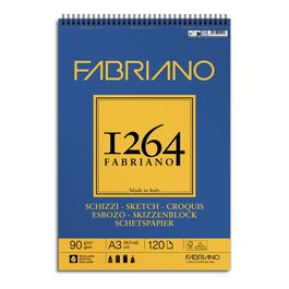 Bloc De Dibujo Fabriano 1264 Esbozo Con Espiral Grano Natural A3 90G 120H