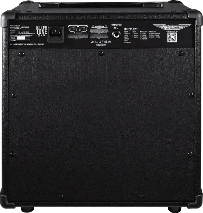 Ashdown Amplificador Guitarra Combo Killer Tone KT30 1x10" 30W Transistores con Delay, Chorus, Flanger, Phaser, Tremolo y Reverb