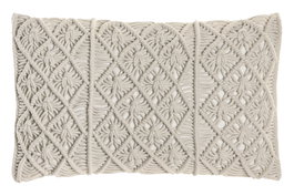 DKD Home Decor Cojín de Algodón Macramé Hecho a Mano Crudo 50x30