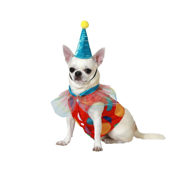 Disfraz de Payaso para Mascota Talla S - Disfraz de Circo para Perro en Poliéster Rojo