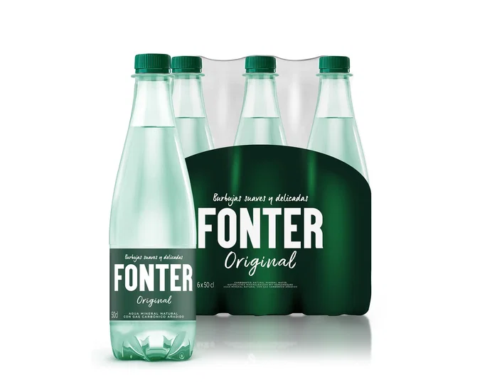 Fonter Agua mineral natural con gas, botella de 500 ml