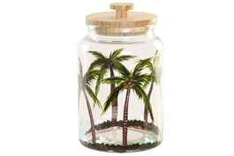 DKD Home Decor Bote de Cristal Palmeras 3,5L