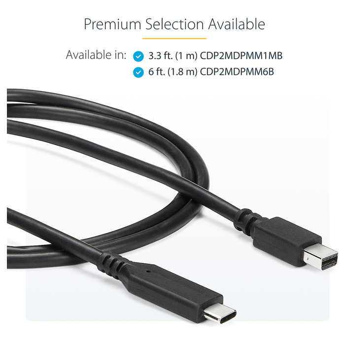 StarTech.com Cable Adaptador USB-C a Mini DisplayPort 1.8m 4K 60Hz Negro USBC a MDP