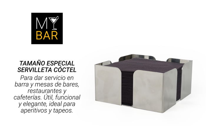 My Bar Servilletero Cocktail Acero Inoxidable 12.5 cm x 12.5 cm x 6 cm (24 Unidades)