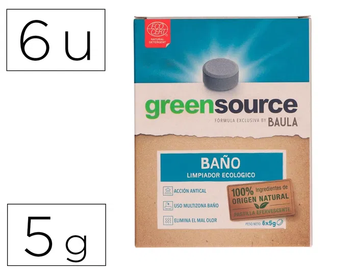 Bunzl Greensource Pastilla Limpiadora para Inodoro Ecológica 5g, Pack de 6 Unidades Bunzl Greensource Pastilla Limpiadora para Inodoro Ecológica 5g, Pack de 6 Unidades