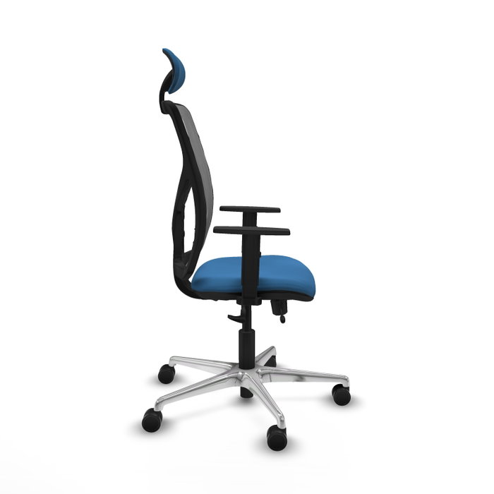 PIQUERAS Y CRESPO Silla de oficina Motilla con mecanismo Sincro/Traslack, Azul claro y Gris
