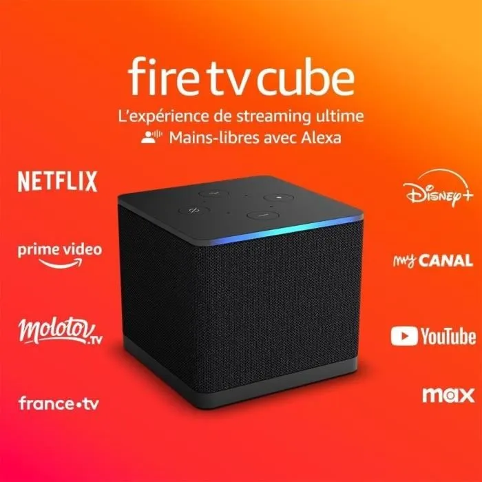 Amazon Fire TV Cube con Alexa, Wi-Fi 6E, 4K Ultra HD - Negro