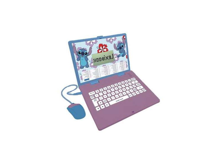 Lexibook Ordenador Portátil Educativo Bilingüe Inglés/Español Stitch con 124 Actividades, con Sonido y Luces, Incluye Pilas, 34x4.6x25.5 cm