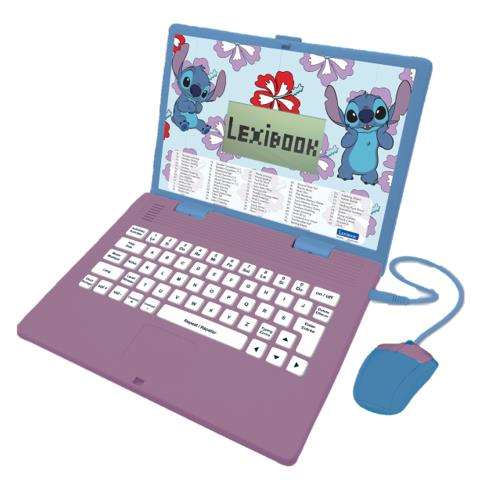 Lexibook Ordenador Portátil Educativo Bilingüe Inglés/Español Stitch con 124 Actividades, con Sonido y Luces, Incluye Pilas, 34x4.6x25.5 cm