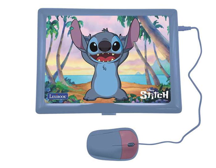 Lexibook Ordenador Portátil Educativo Bilingüe Inglés/Español Stitch con 124 Actividades, con Sonido y Luces, Incluye Pilas, 34x4.6x25.5 cm