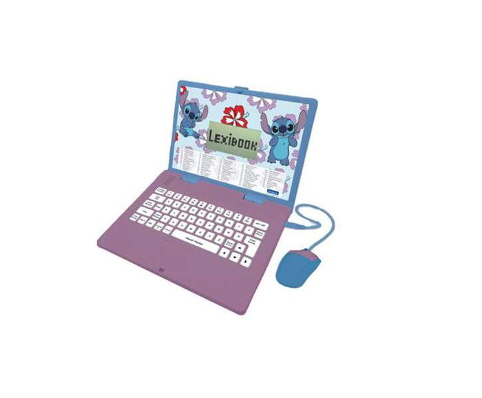 Lexibook Ordenador Portátil Educativo Bilingüe Inglés/Español Stitch con 124 Actividades, con Sonido y Luces, Incluye Pilas, 34x4.6x25.5 cm