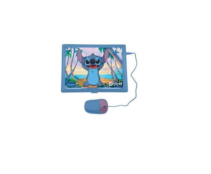 Lexibook Ordenador Portátil Educativo Bilingüe Inglés/Español Stitch con 124 Actividades, con Sonido y Luces, Incluye Pilas, 34x4.6x25.5 cm
