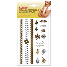 Maquillaje Alpino Tatuajes Temporales Metalicos Oro Y Plata