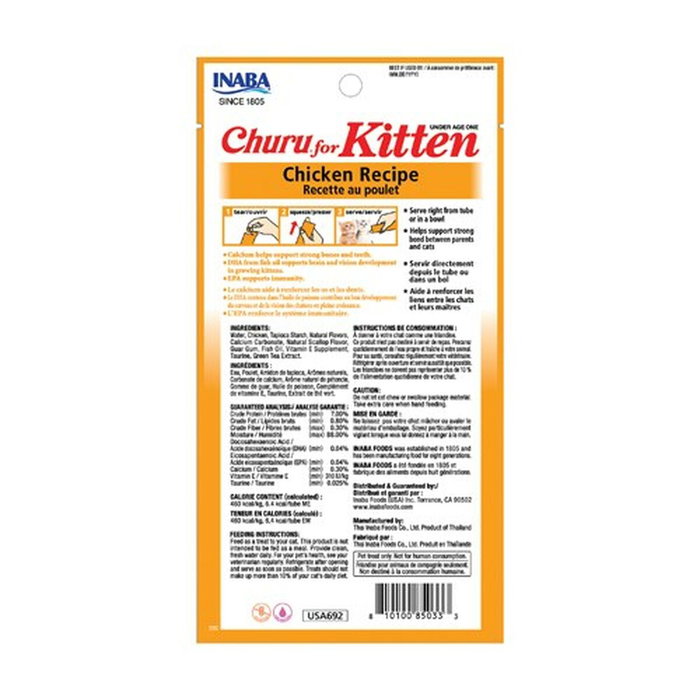 Inaba churu kitten pollo - golosina para gatos - 4x14 g