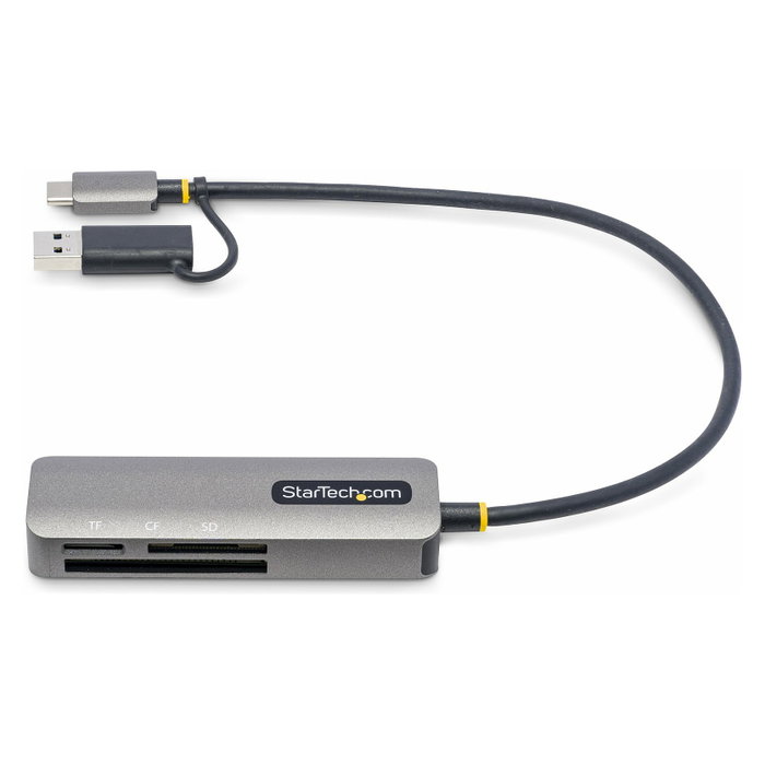 StarTech.com Lector de Tarjetas USB 3.0 SD, CompactFlash y microSD con Adaptador USB-A Integrado, Gris
