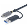 StarTech.com Lector de Tarjetas USB 3.0 SD, CompactFlash y microSD con Adaptador USB-A Integrado, Gris