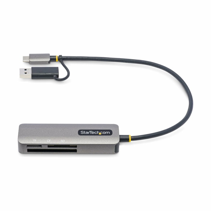 StarTech.com Lector de Tarjetas USB 3.0 SD, CompactFlash y microSD con Adaptador USB-A Integrado, Gris