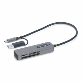 StarTech.com Lector de Tarjetas USB 3.0 SD, CompactFlash y microSD con Adaptador USB-A Integrado, Gris