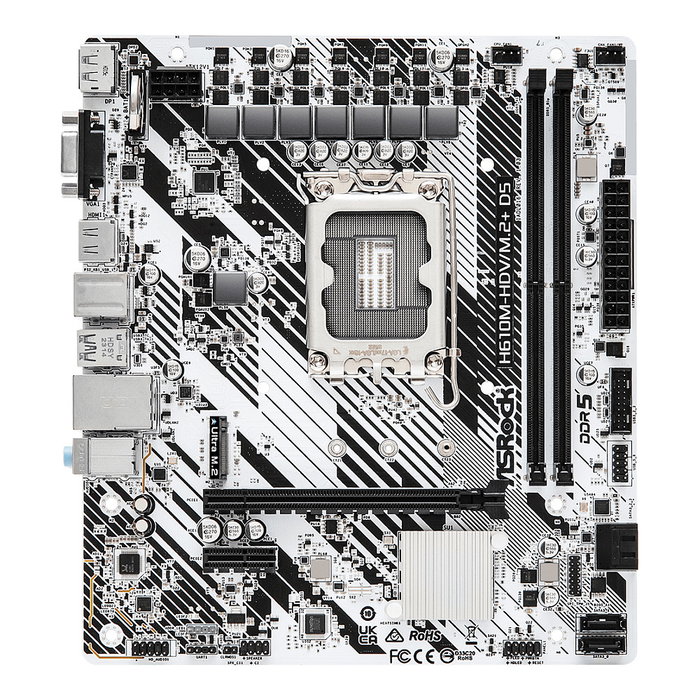 ASRock H610M-HDV/M.2+ D5 (LGA 1700) Micro ATX Motherboard, Intel H610, DDR5, HDMI, DisplayPort 1.4, Realtek LAN