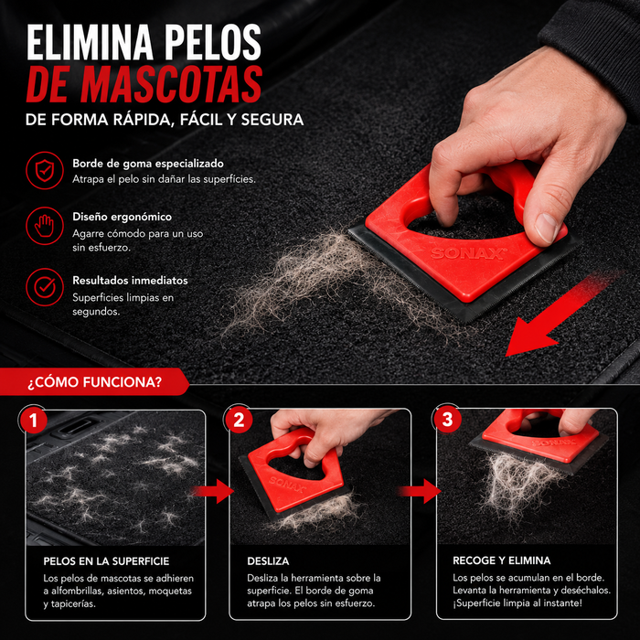SONAX Peine Ergonómico con Labios de Goma Flexibles Rojo SONAX Peine Ergonómico con Labios de Goma Flexibles Rojo