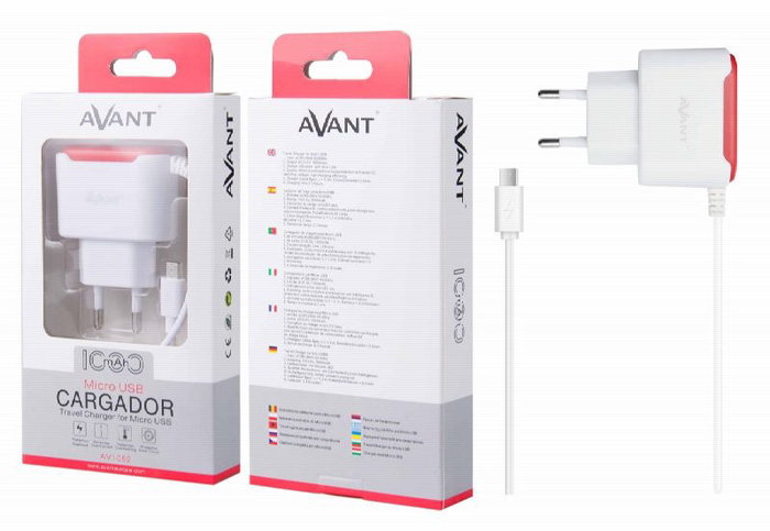 AVANT CONNECT Cargador de corriente con cable Micro USB 1A, color blanco