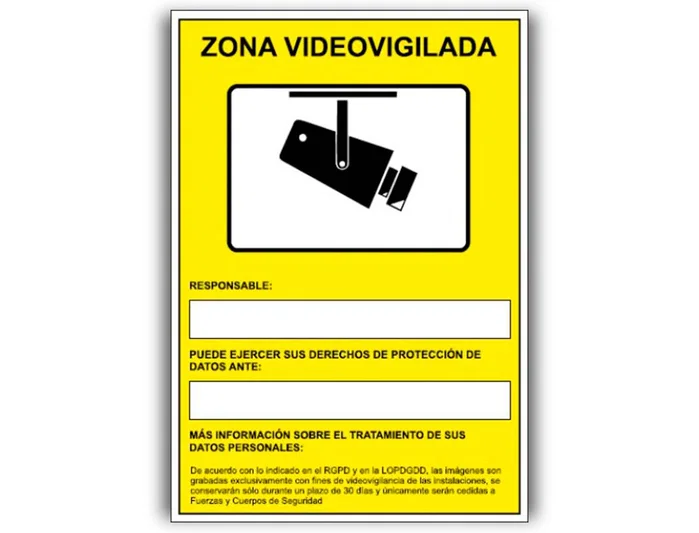 Archivo 2000 Señal Cámaras de Vigilancia en Grabación las 24 Horas Amarillo 210x297 mm